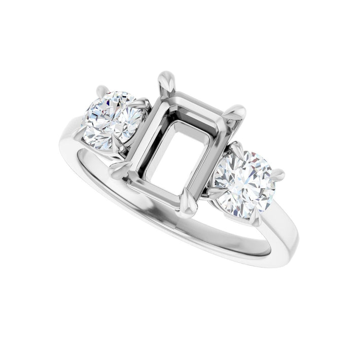Platinum 8x6 mm Emerald 1 CTW Lab-Grown Diamond Semi-Set Engagement Ring