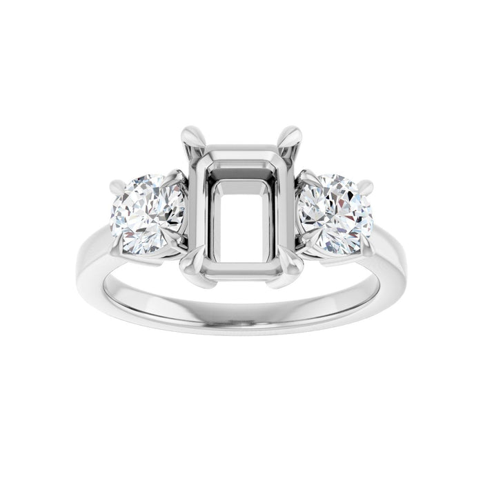 14K White Gold 8x6 mm Emerald 1 CTW Lab-Grown Diamond Semi-Set Engagement Ring