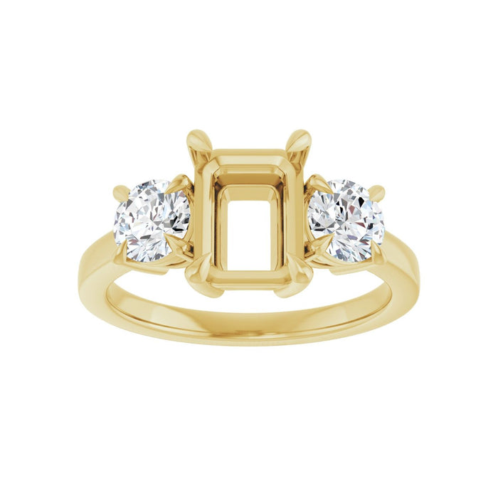 14K Yellow Gold 8x6 mm Emerald 1 CTW Lab-Grown Diamond Semi-Set Engagement Ring