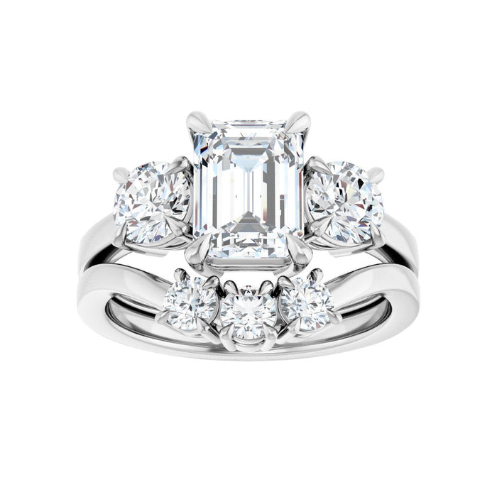 14K White Gold 8x6 mm Emerald 1 CTW Lab-Grown Diamond Semi-Set Engagement Ring