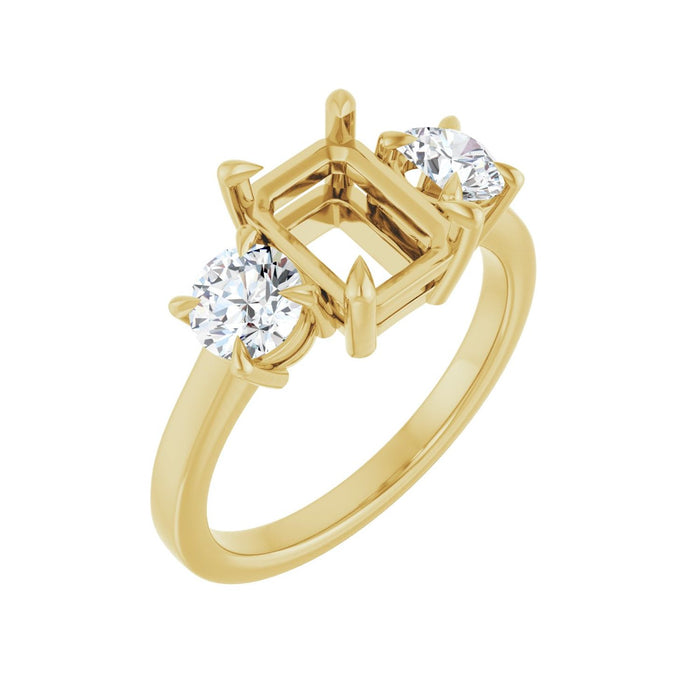 14K Yellow Gold 8x6 mm Emerald 1 CTW Lab-Grown Diamond Semi-Set Engagement Ring