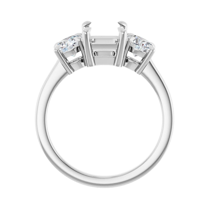 14K White Gold 8x6 mm Emerald 1 CTW Lab-Grown Diamond Semi-Set Engagement Ring