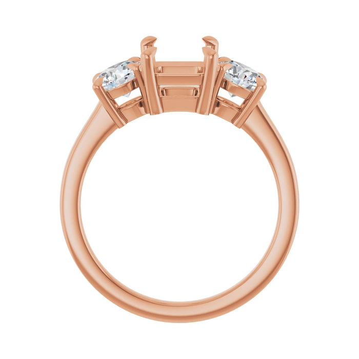14K Rose Gold 8x6 mm Emerald 1 CTW Lab-Grown Diamond Semi-Set Engagement Ring