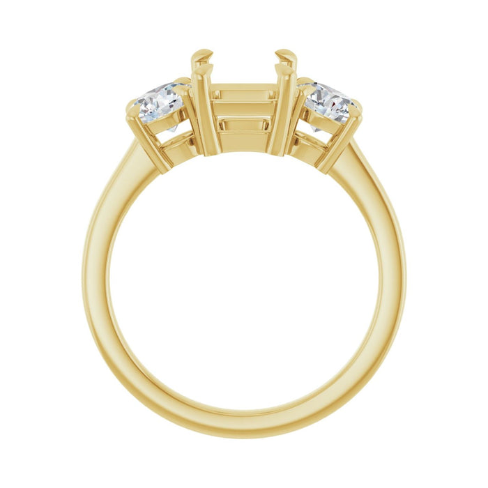 14K Yellow Gold 8x6 mm Emerald 1 CTW Lab-Grown Diamond Semi-Set Engagement Ring