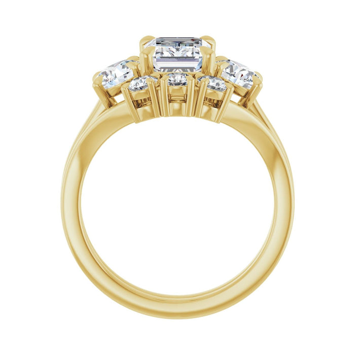 14K Yellow Gold 8x6 mm Emerald 1 CTW Lab-Grown Diamond Semi-Set Engagement Ring