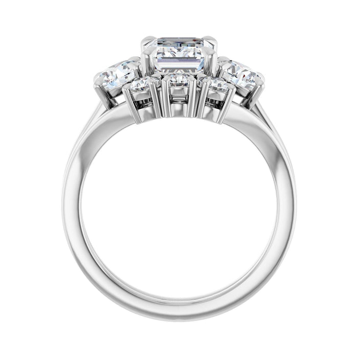 Platinum 8x6 mm Emerald 1 CTW Lab-Grown Diamond Semi-Set Engagement Ring