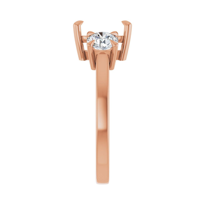 14K Rose Gold 8x6 mm Emerald 1 CTW Lab-Grown Diamond Semi-Set Engagement Ring
