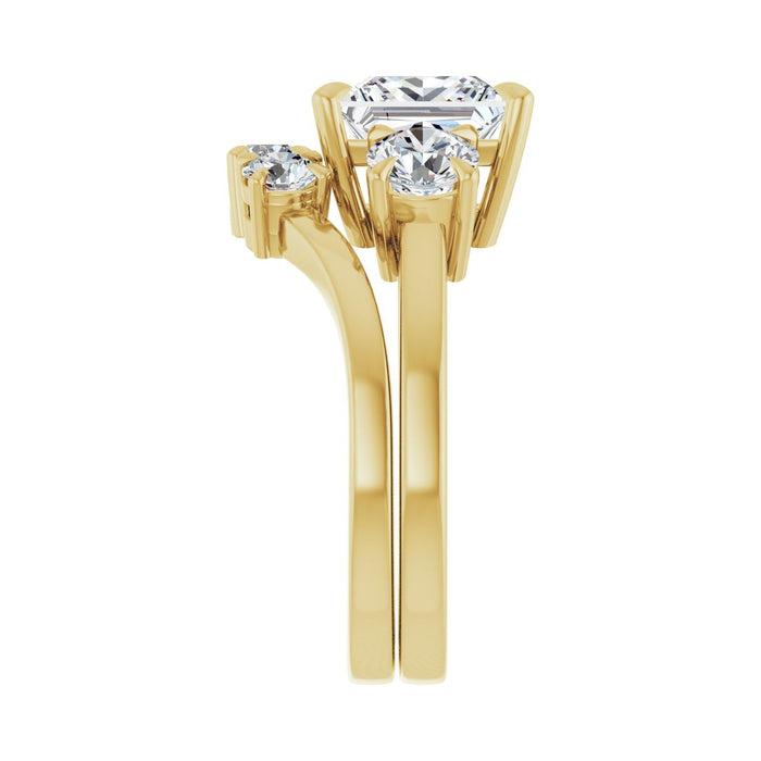 14K Yellow Gold 7.5x7.5 mm Square 1 CTW Lab-Grown Diamond Semi-Set Engagement Ring