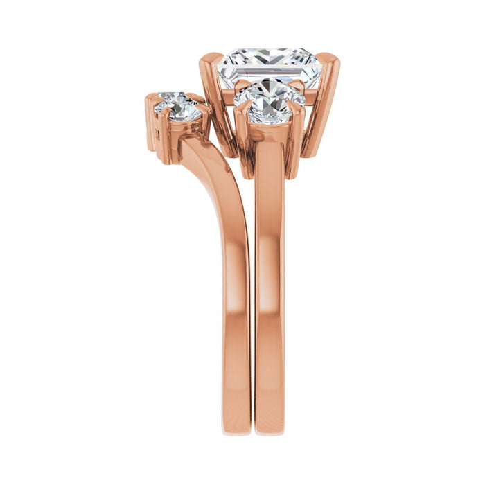 14K Rose Gold 7.5x7.5 mm Square 1 CTW Lab-Grown Diamond Semi-Set Engagement Ring
