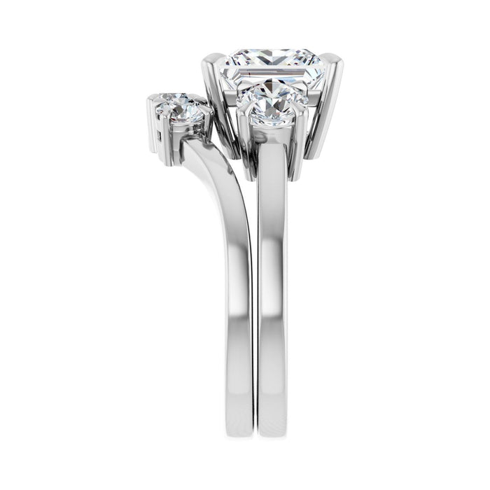 14K White Gold 7.5x7.5 mm Square 1 CTW Lab-Grown Diamond Semi-Set Engagement Ring