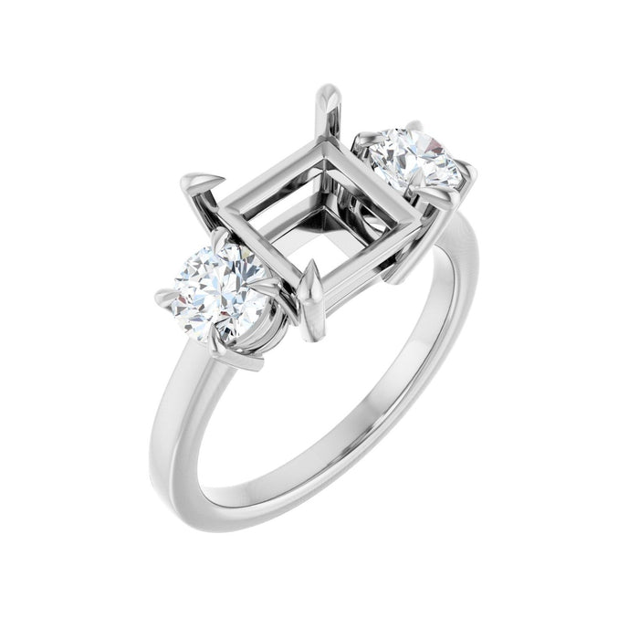 Platinum 7.5x7.5 mm Square 1 CTW Lab-Grown Diamond Semi-Set Engagement Ring