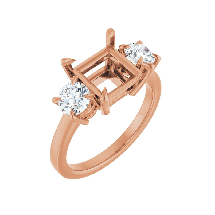 14K Rose Gold 7.5x7.5 mm Square 1 CTW Lab-Grown Diamond Semi-Set Engagement Ring