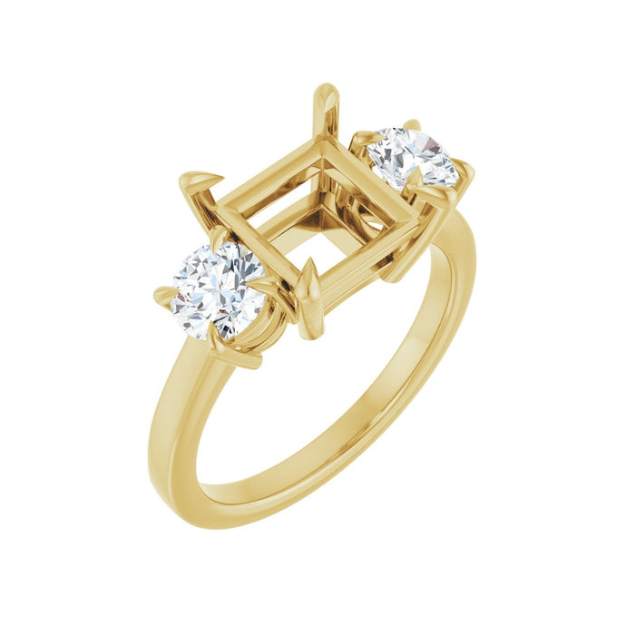 14K Yellow Gold 7.5x7.5 mm Square 1 CTW Lab-Grown Diamond Semi-Set Engagement Ring