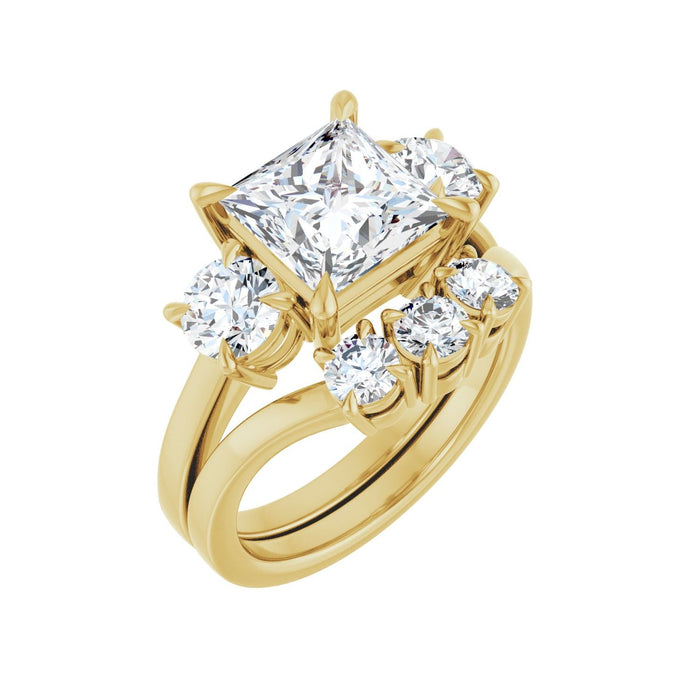 14K Yellow Gold 7.5x7.5 mm Square 1 CTW Lab-Grown Diamond Semi-Set Engagement Ring
