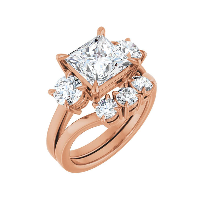 14K Rose Gold 7.5x7.5 mm Square 1 CTW Lab-Grown Diamond Semi-Set Engagement Ring