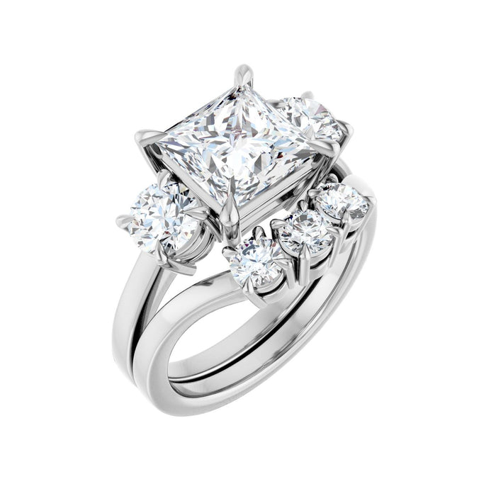 14K White Gold 7.5x7.5 mm Square 1 CTW Lab-Grown Diamond Semi-Set Engagement Ring