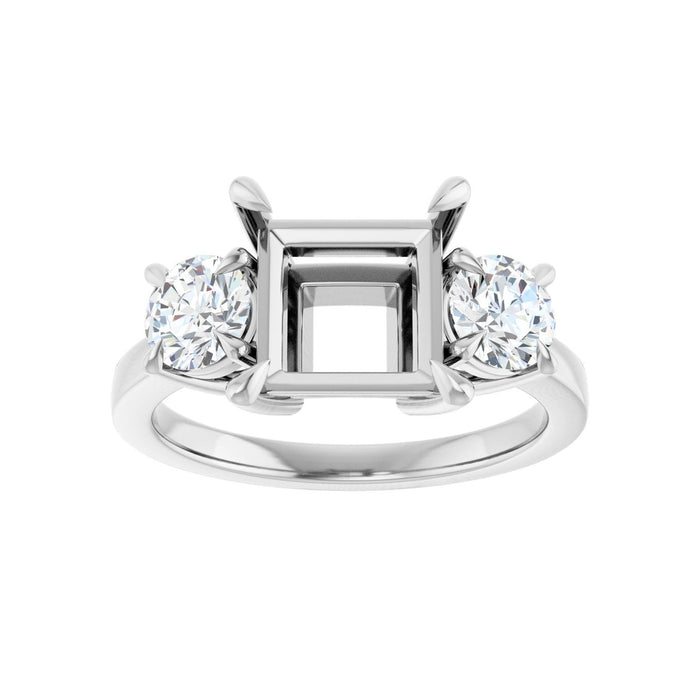 Platinum 7.5x7.5 mm Square 1 CTW Lab-Grown Diamond Semi-Set Engagement Ring