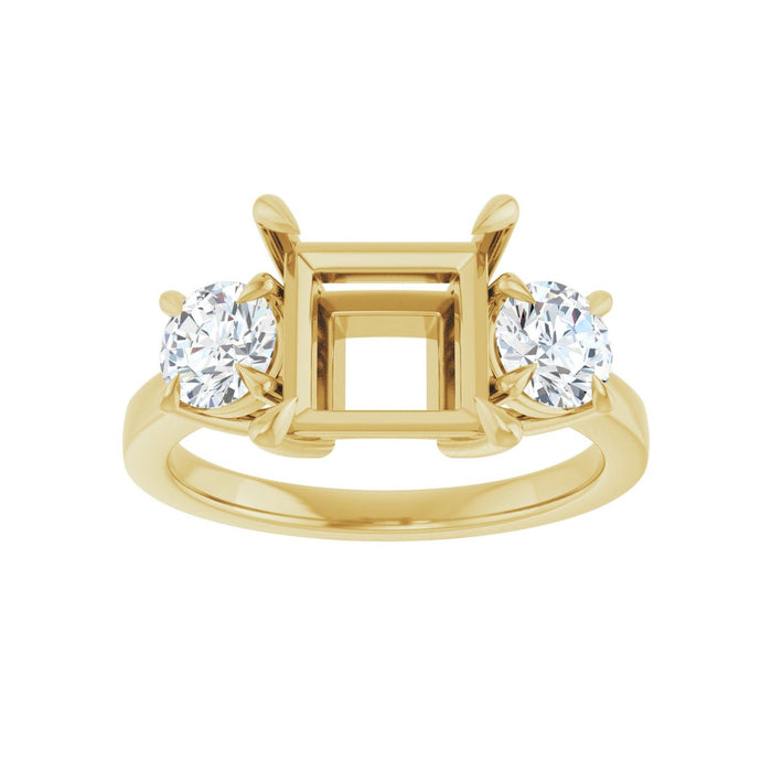 14K Yellow Gold 7.5x7.5 mm Square 1 CTW Lab-Grown Diamond Semi-Set Engagement Ring