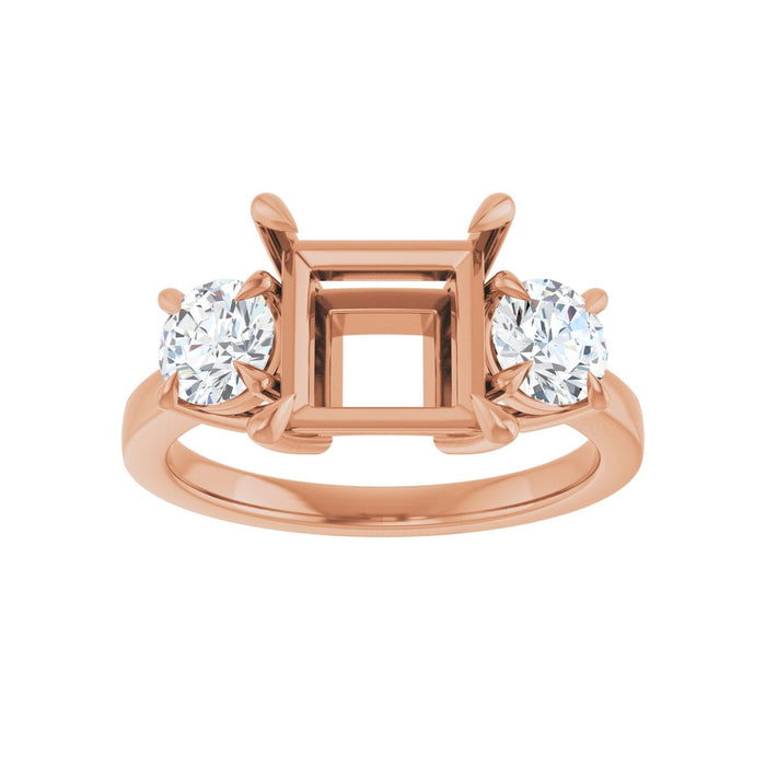 14K Rose Gold 7.5x7.5 mm Square 1 CTW Lab-Grown Diamond Semi-Set Engagement Ring