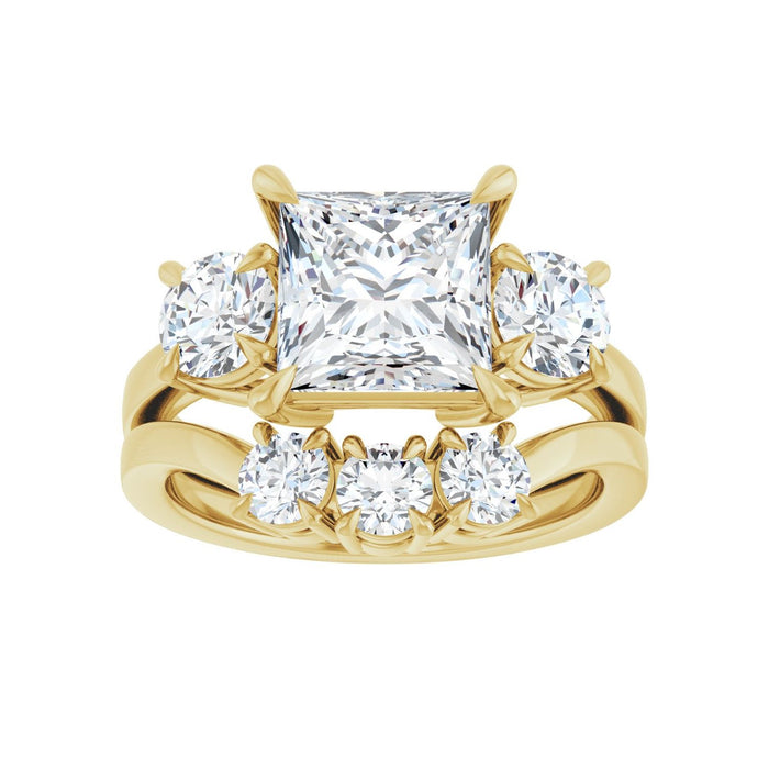 14K Yellow Gold 7.5x7.5 mm Square 1 CTW Lab-Grown Diamond Semi-Set Engagement Ring