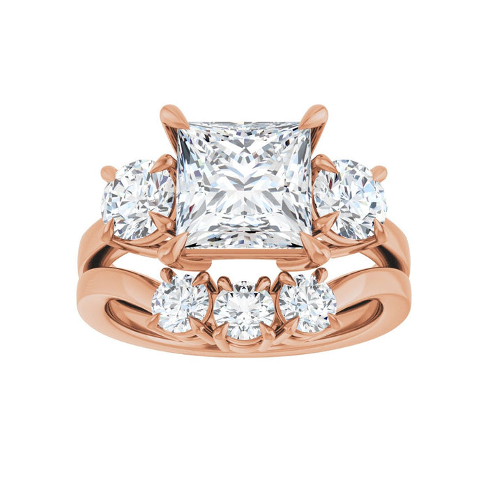 14K Rose Gold 7.5x7.5 mm Square 1 CTW Lab-Grown Diamond Semi-Set Engagement Ring