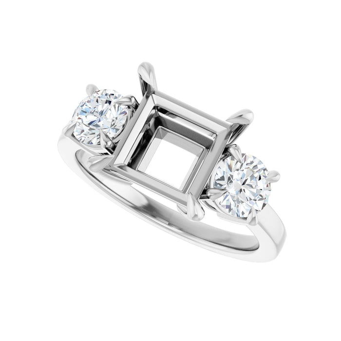 14K White Gold 7.5x7.5 mm Square 1 CTW Lab-Grown Diamond Semi-Set Engagement Ring