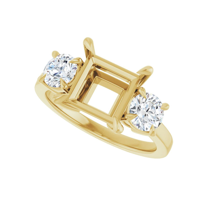 14K Yellow Gold 7.5x7.5 mm Square 1 CTW Lab-Grown Diamond Semi-Set Engagement Ring