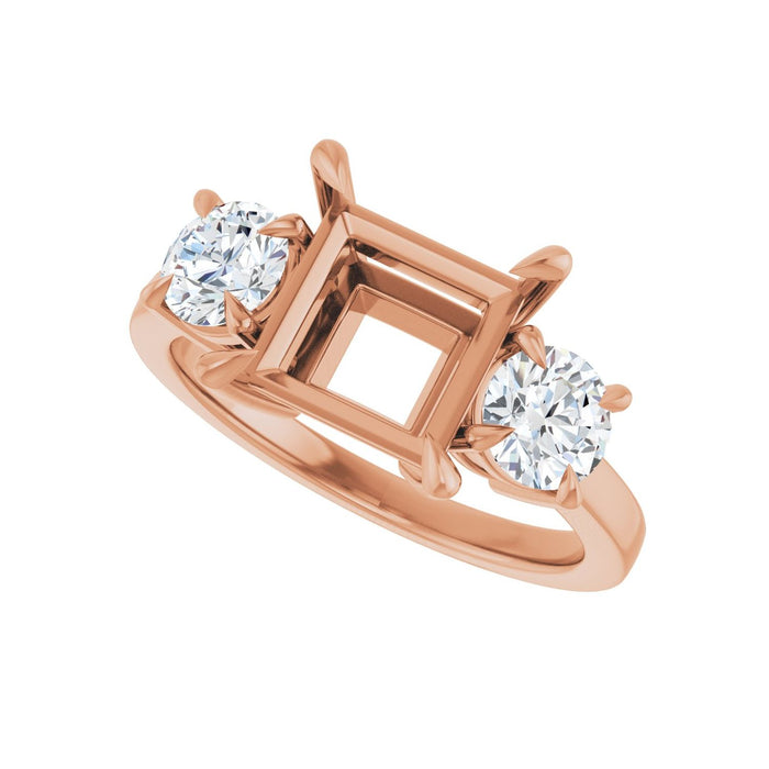 14K Rose Gold 7.5x7.5 mm Square 1 CTW Lab-Grown Diamond Semi-Set Engagement Ring