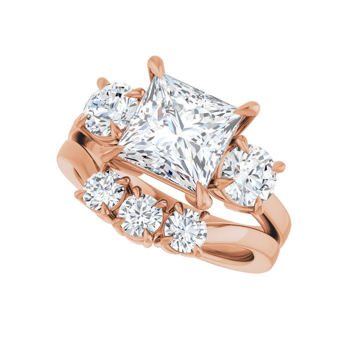 14K Rose Gold 7.5x7.5 mm Square 1 CTW Lab-Grown Diamond Semi-Set Engagement Ring