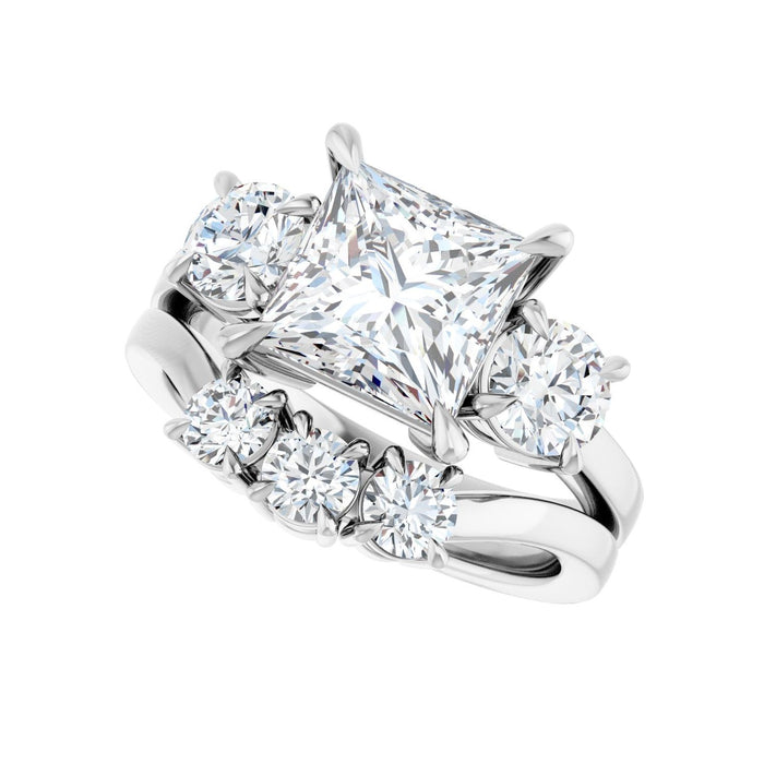 14K White Gold 7.5x7.5 mm Square 1 CTW Lab-Grown Diamond Semi-Set Engagement Ring