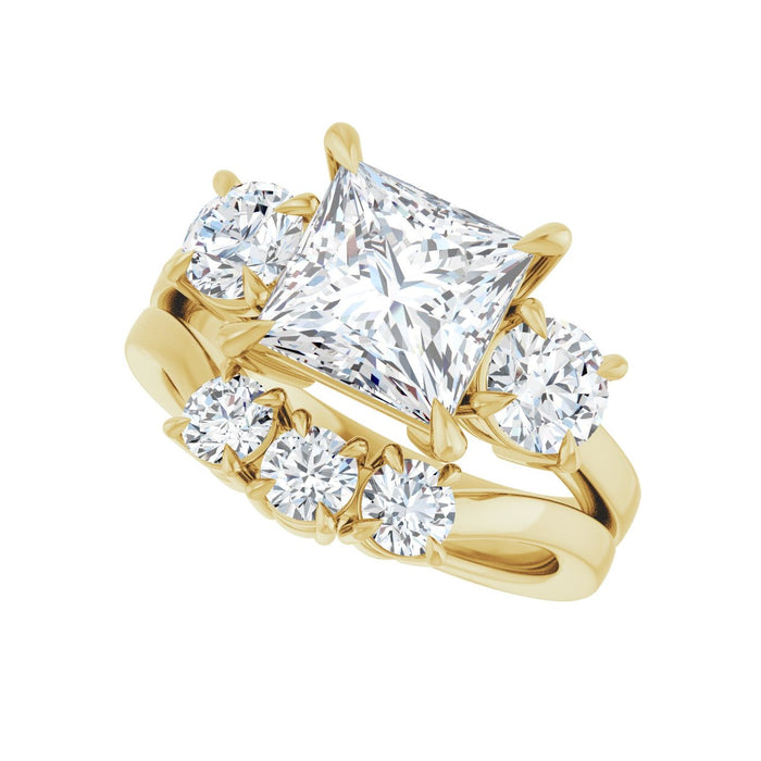 14K Yellow Gold 7.5x7.5 mm Square 1 CTW Lab-Grown Diamond Semi-Set Engagement Ring