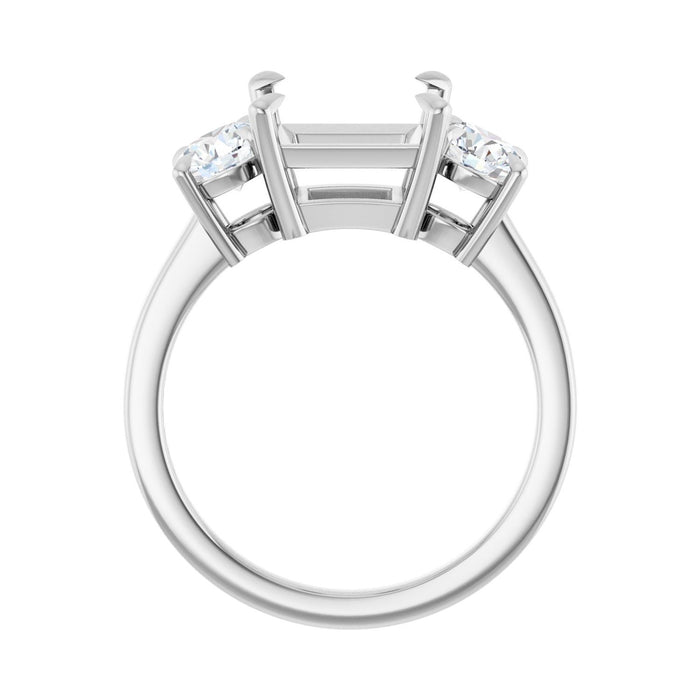 14K White Gold 7.5x7.5 mm Square 1 CTW Lab-Grown Diamond Semi-Set Engagement Ring
