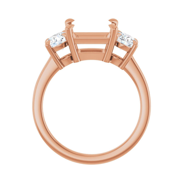 14K Rose Gold 7.5x7.5 mm Square 1 CTW Lab-Grown Diamond Semi-Set Engagement Ring