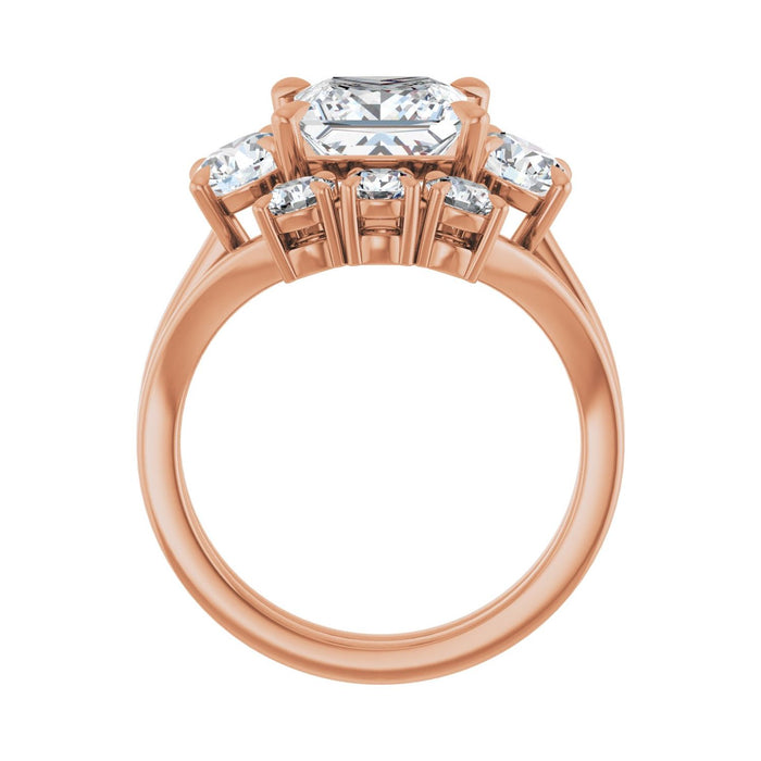14K Rose Gold 7.5x7.5 mm Square 1 CTW Lab-Grown Diamond Semi-Set Engagement Ring