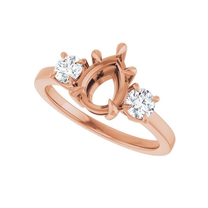 14K Rose Gold 8x6 mm Pear 3/8 CTW Lab-Grown Diamond Semi-Set Engagement Ring