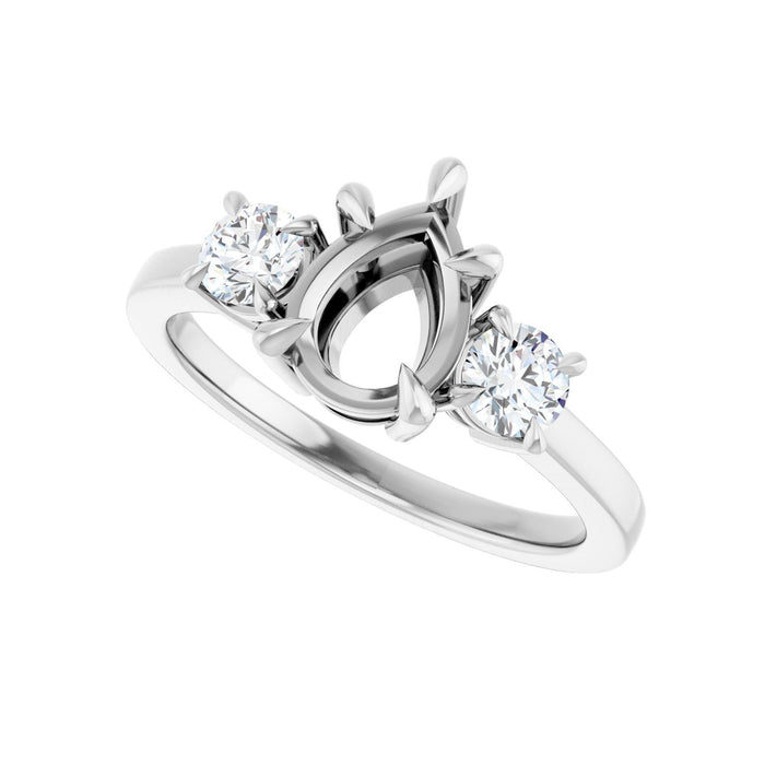 14K White Gold 8x6 mm Pear 3/8 CTW Lab-Grown Diamond Semi-Set Engagement Ring