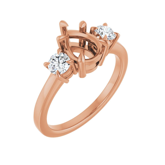 14K Rose Gold 8x6 mm Pear 3/8 CTW Lab-Grown Diamond Semi-Set Engagement Ring
