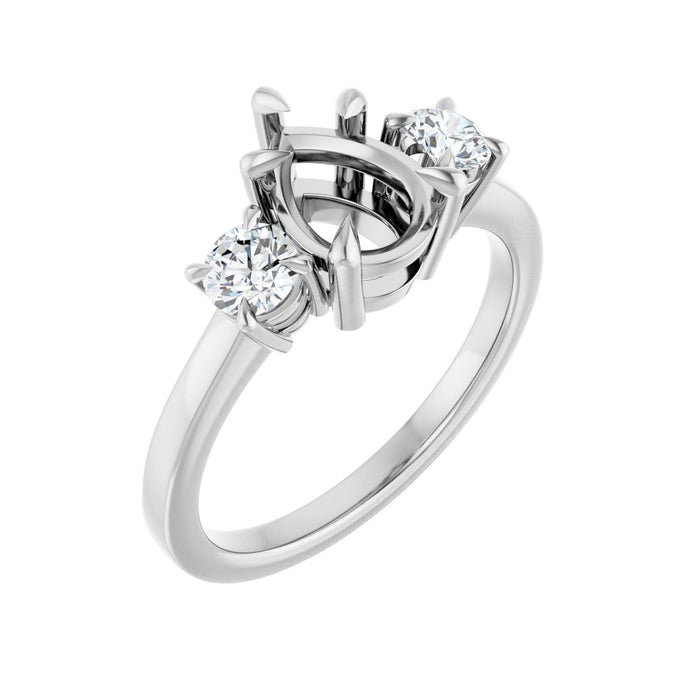 14K White Gold 8x6 mm Pear 3/8 CTW Lab-Grown Diamond Semi-Set Engagement Ring