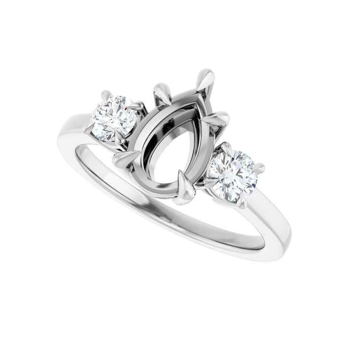 14K White Gold 9x6 mm Pear 3/8 CTW Lab-Grown Diamond Semi-Set Engagement Ring