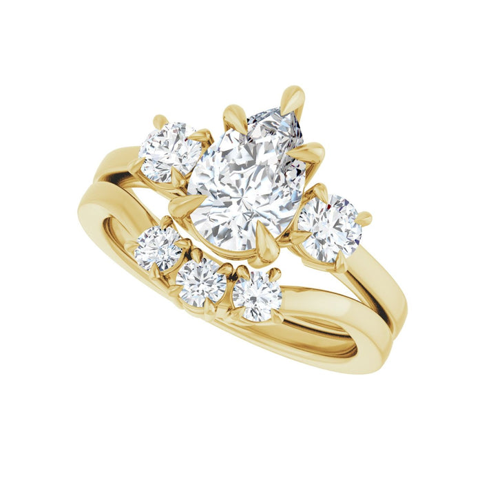14K Yellow Gold 9x6 mm Pear 3/8 CTW Lab-Grown Diamond Semi-Set Engagement Ring