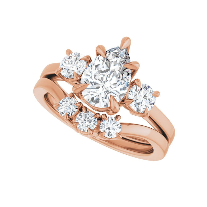 14K Rose Gold 9x6 mm Pear 3/8 CTW Lab-Grown Diamond Semi-Set Engagement Ring
