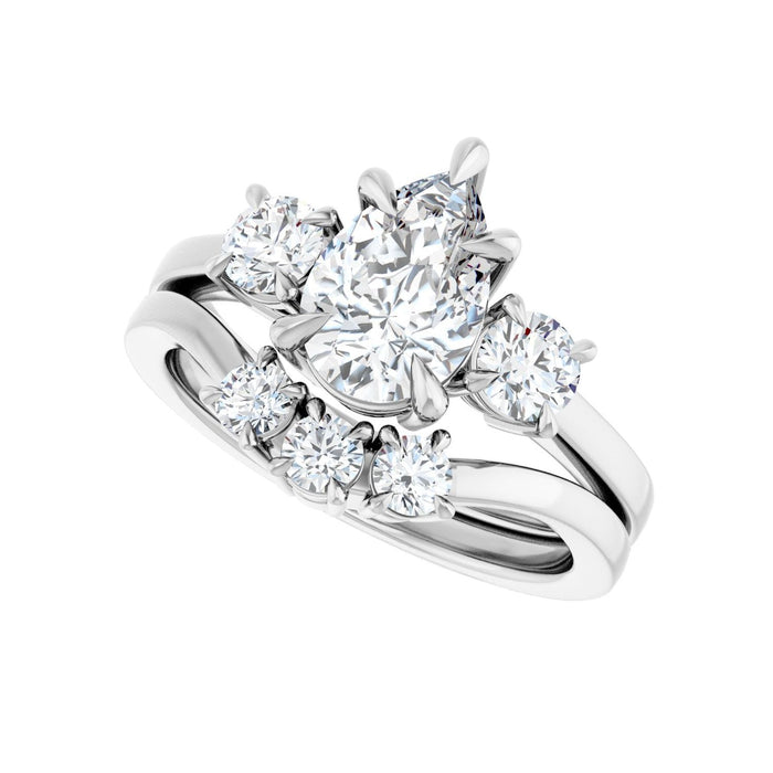 14K White Gold 9x6 mm Pear 3/8 CTW Lab-Grown Diamond Semi-Set Engagement Ring