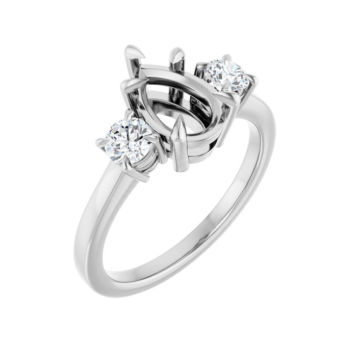Platinum 9x6 mm Pear 3/8 CTW Lab-Grown Diamond Semi-Set Engagement Ring