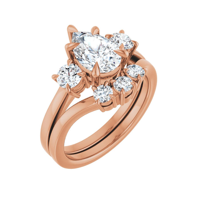 14K Rose Gold 9x6 mm Pear 3/8 CTW Lab-Grown Diamond Semi-Set Engagement Ring