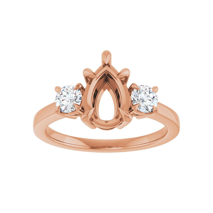 14K Rose Gold 9x6 mm Pear 3/8 CTW Lab-Grown Diamond Semi-Set Engagement Ring