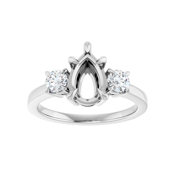 14K White Gold 9x6 mm Pear 3/8 CTW Lab-Grown Diamond Semi-Set Engagement Ring