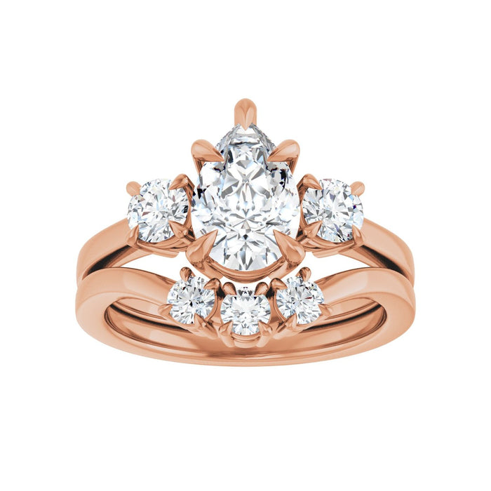14K Rose Gold 9x6 mm Pear 3/8 CTW Lab-Grown Diamond Semi-Set Engagement Ring