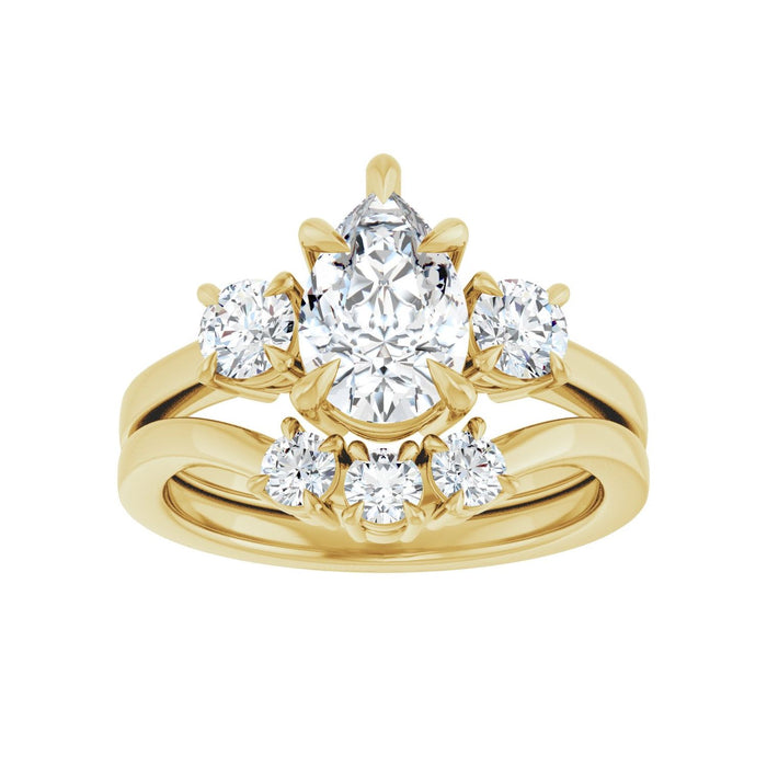 14K Yellow Gold 9x6 mm Pear 3/8 CTW Lab-Grown Diamond Semi-Set Engagement Ring