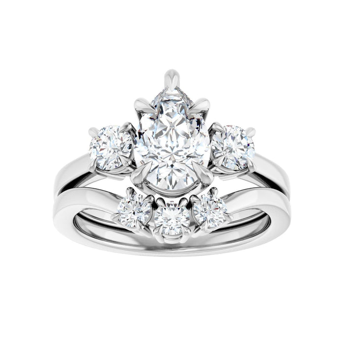 Platinum 9x6 mm Pear 3/8 CTW Lab-Grown Diamond Semi-Set Engagement Ring
