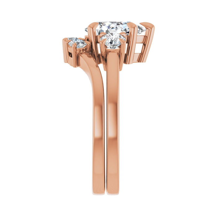 14K Rose Gold 9x6 mm Pear 3/8 CTW Lab-Grown Diamond Semi-Set Engagement Ring
